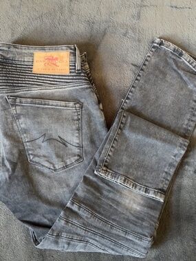 Parasuco Men's Gray Slim Straight Moto Jeans